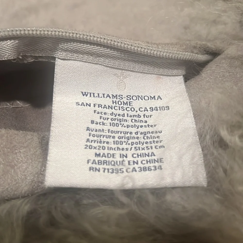 Williams Sonoma Lamb Fur Pillow Cover